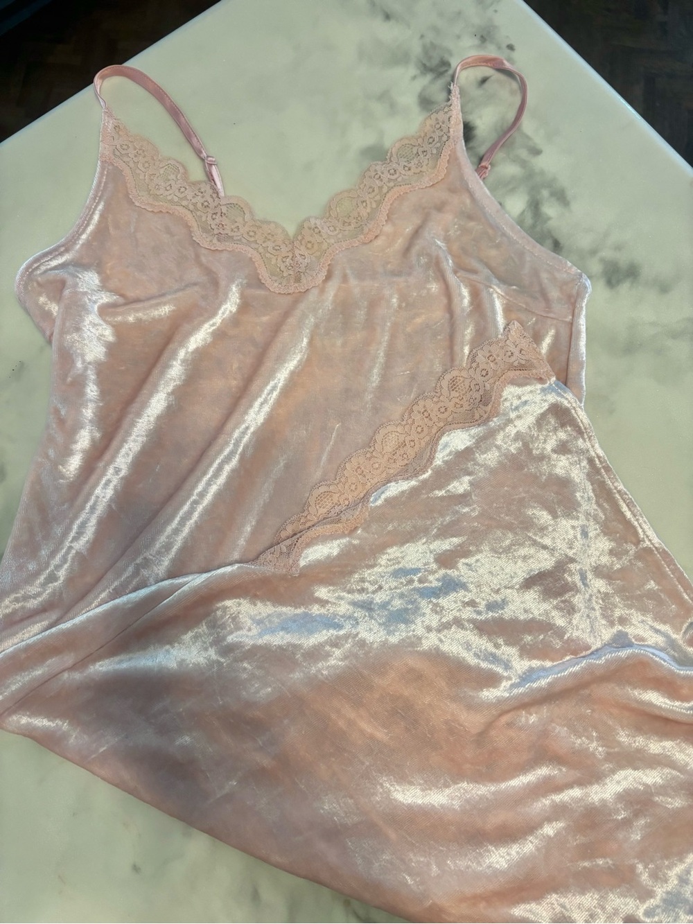 GAP Blush Pink Velvet Lace-Trim Slip
